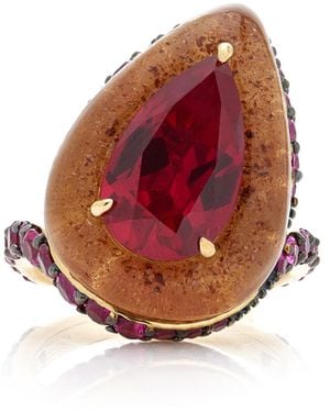 Anabela Chan Beetroot Elixir 18k Yellow Gold Gem And Ruby Ring - Red