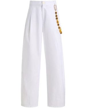DARKPARK Phebe Twill Wide-leg Trousers - White
