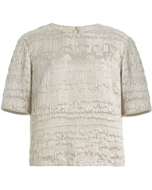 Partow Dina Silk-Blend Jacquard Top - White