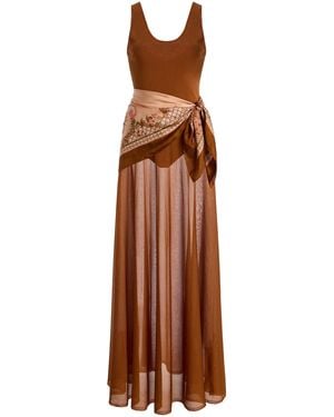 Zimmermann Aster Scarf-detailed Knit Maxi Dress - Brown