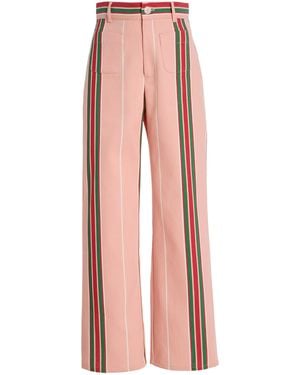 La Veste Exclusive Riviera Pippi Striped Cotton Trousers - Pink