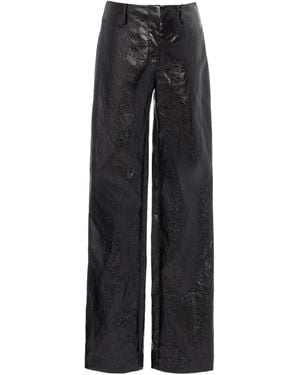 DES_PHEMMES Low-Rise Faux Leather Straight-Leg Trousers - Black