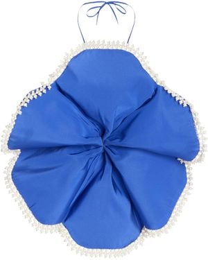 Rosie Assoulin Flower Sculpted Silk Top - Blue