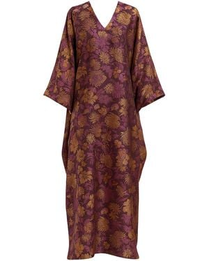Dima Ayad Floral-Print Maxi Kaftan - Red
