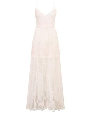 LoveShackFancy Valmy Embroidered Lace Dress - White