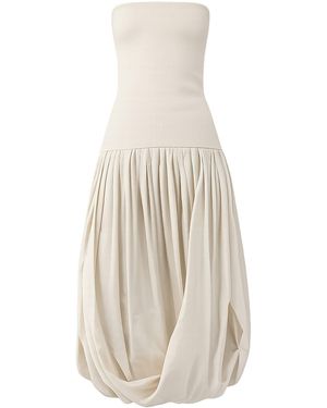 St. Agni Raw Balloon Silk Dress - White