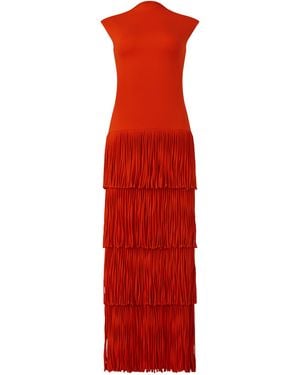 Dar Zéro Studio Exclusive Fringed Neoprene Maxi Dress - Red