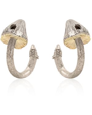 Bernard James Fungi Copri Nano 14K And Hoop Earrings - White