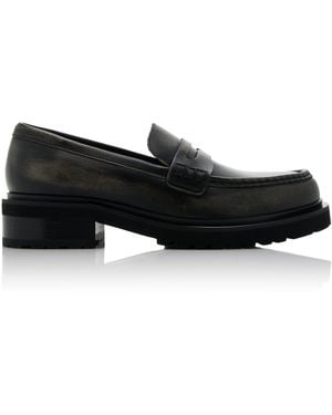 Golden Goose Distressed Leather Loafers - Black