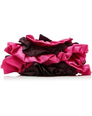 Dries Van Noten Ruffle Satin Clutch - Red