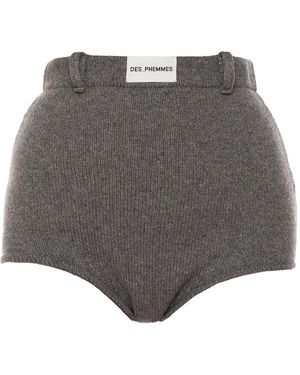 DES_PHEMMES Ribbed Knit Mini Shorts - Grey