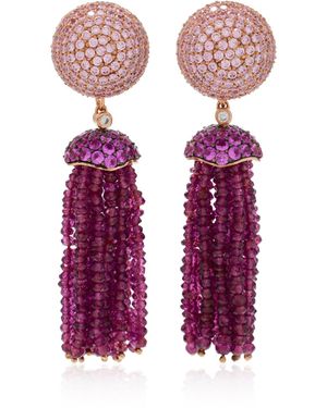 Anabela Chan Bauble Tassel 18k Rose Gold Vermeil Sapphire, Garnet Earrings - White