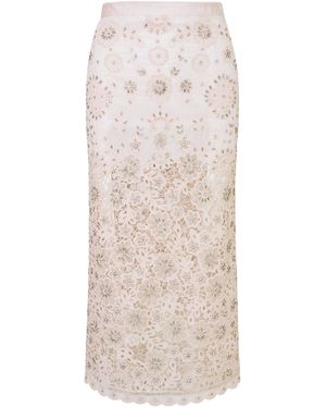 LoveShackFancy Reeves Embroidered Cotton Skirt - Natural