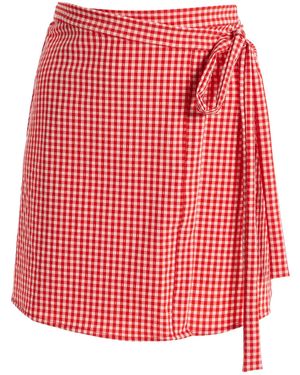 Juillet The Wrap Plaid Skirt - Red