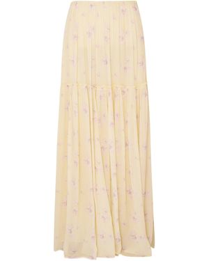 LoveShackFancy Positano Printed Maxi Skirt - Natural