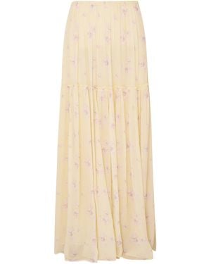 LoveShackFancy Positano Printed Maxi Skirt - Natural