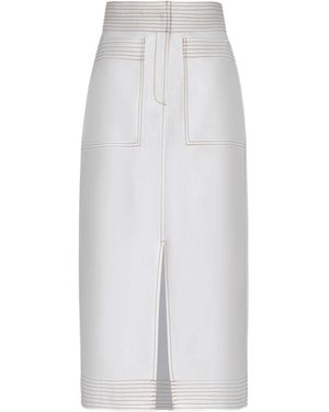 ANDRES OTALORA Caminos Patch Pocket Linen Midi Skirt - White