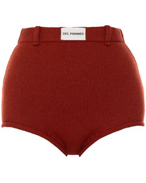 DES_PHEMMES Ribbed Knit Mini Shorts - Red