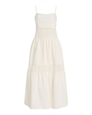 Posse Exclusive Pearl Cotton-Silk Midi Dress - White