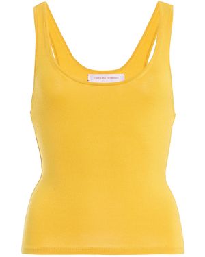 Carolina Herrera Scoop-Neck Fine-Gauge Signature Silk Tank Top - Yellow