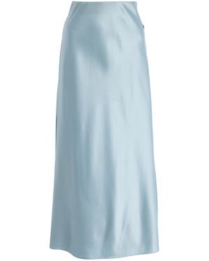 ÉTERNE Camila Stretch-Silk Midi Skirt - Blue