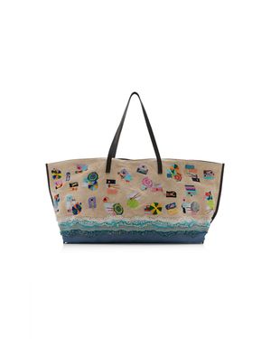 STAUD Christos Large Embroidered Canvas Tote Bag - Multicolour