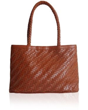 Bembien Ella Woven Leather Tote Bag - Brown