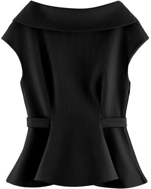 ARAKII Exclusive Peplum Satin Top - Black