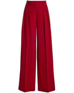 Michael Kors Pleated Wool-Blend Wide-Leg Trousers - Red