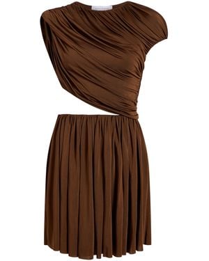 Marina Moscone Mini Gathered Draped Dress - Brown