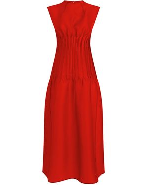 KHAITE Wes Pleated Silk Maxi Dress - Red