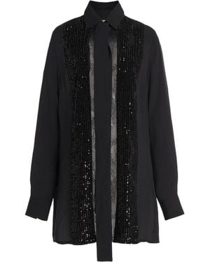 Elie Saab Sequin Velvet Shirt - Black