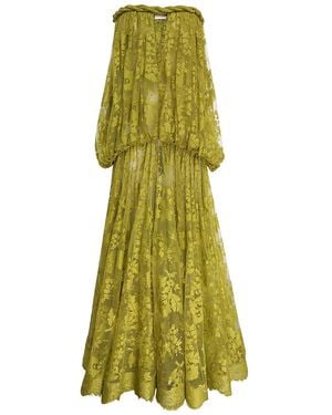 Zimmermann Luna Floral Lace Bandeau Gown - Green