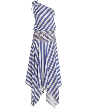 Francesca Miranda Banda Asymmetric Silk Midi Dress - Blue