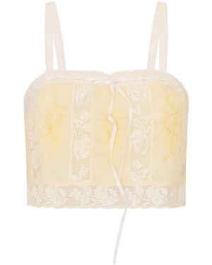 LoveShackFancy Quince Cropped Cotton Top - Natural