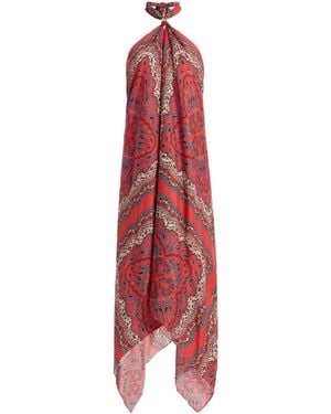 Cara Cara Twist Paisley Twill Midi Halter Dress - Red