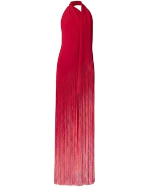 Monse Silk-Fringe Scarf Dress - Red