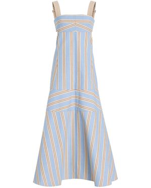 Alexis Talette Striped Cutout Cotton Midi Dress - White