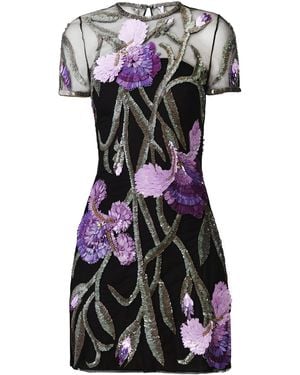 Naeem Khan Floral Embroidered Dress - Black
