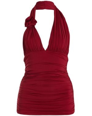 Maygel Coronel Exclusive Galini Ruched Jersey Halter Top - Red