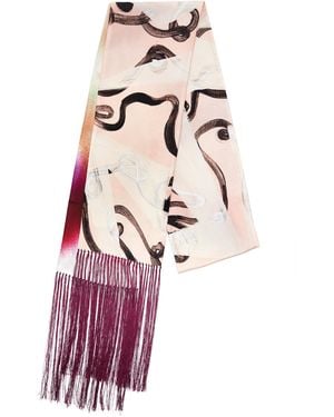 Otzio Fringed Silk-twill Double Scarf - Pink
