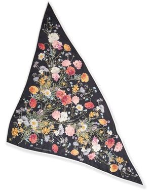 Carolina Herrera Single Meadow Floral Triangle Silk Scarf - White