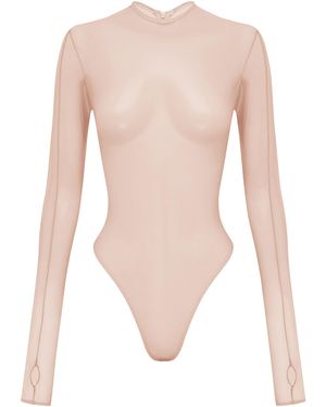 Alex Perry Sheer Mesh Bodysuit - White