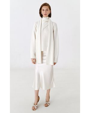Anna October Caroline Satin Midi Skirt - Natural