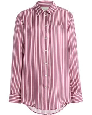Asceno London Relaxed Striped Silk Shirt - Pink