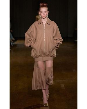 Georges Hobeika Sheer Pleated Midi Skirt - Brown