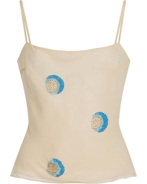 Anna October Jessica Beaded Silk Top - Natural