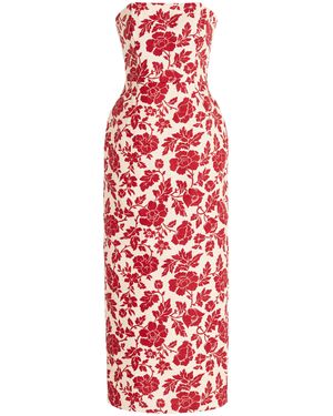 Posse Exclusive Romeo Bow-detailed Linen Midi Dress - Red