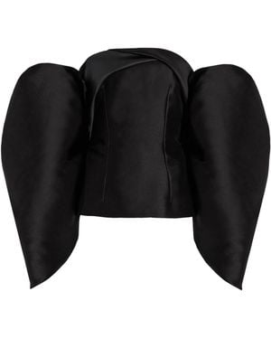 E.Stott Chandra Off-the-shoulder Satin-twill Top - Black
