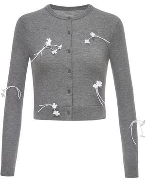 Montsand 3D Floral Cotton-Modal Cardigan - Gray